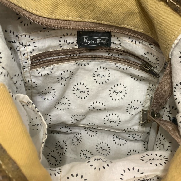 Myra bag cotton and leather conceal carry crossbody purse adjustable strap - Picture 8 of 9